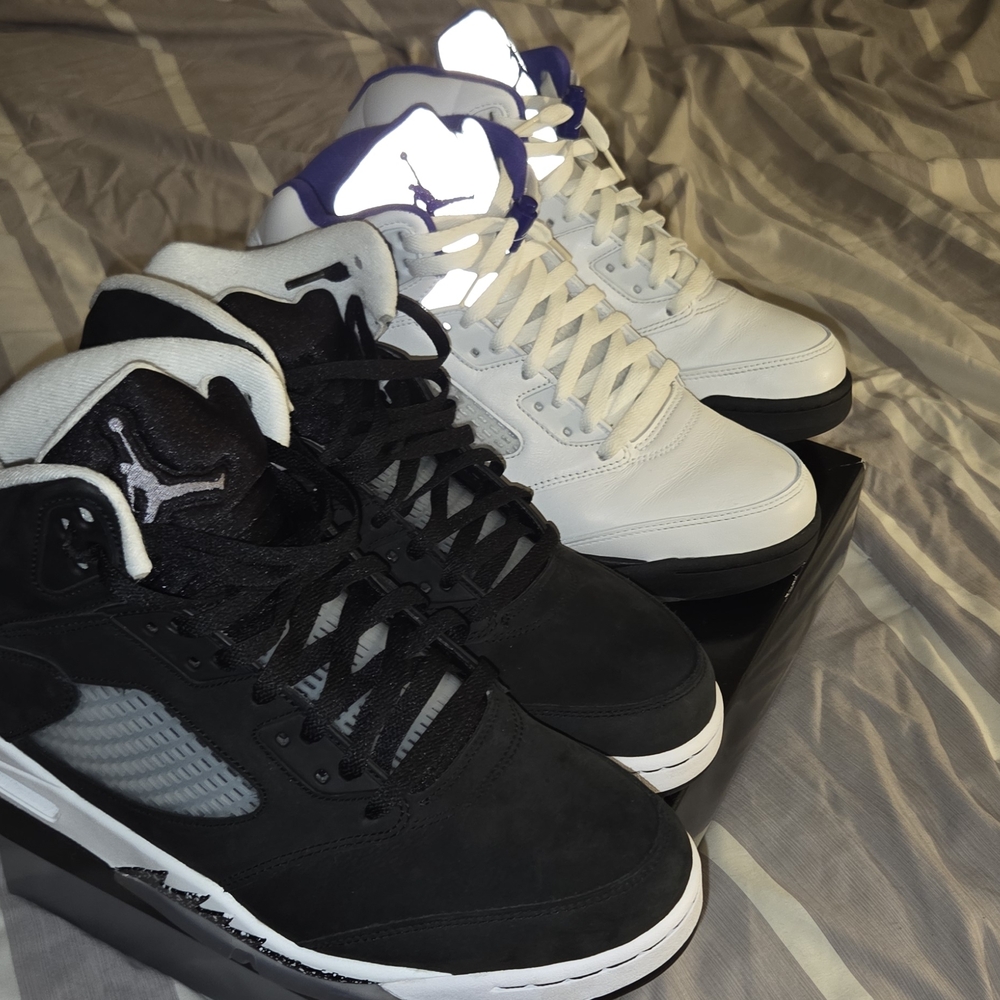 Jordan 5 Black Cool Grey& Concord 5's Both 10.5 $300 For Both Pair $175 For One.